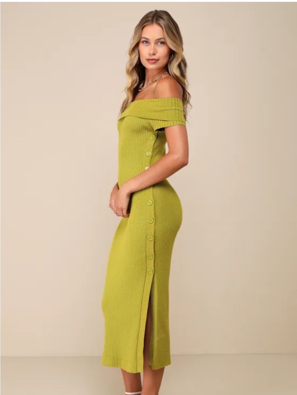 New! Lulus Heightened Aura Ribbed Sweater Dress Ribbed Off Shoulder